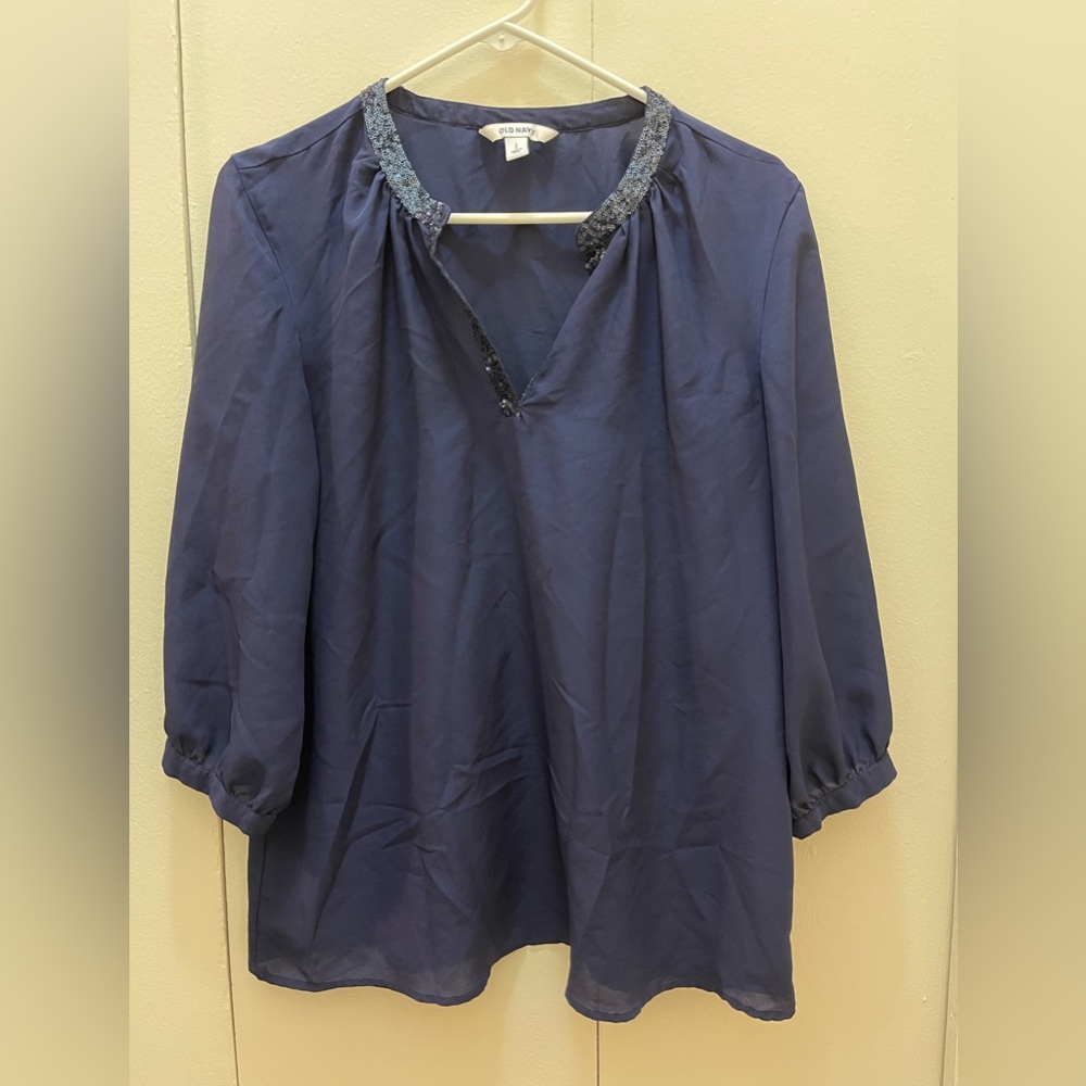 Old Navy blouse- size L- navy- 3/4 sleeve